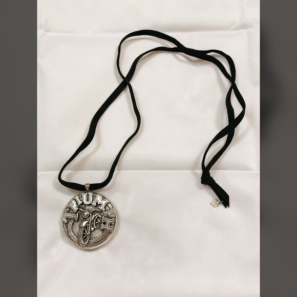 Triumph Motorcycle Lucky Necklace Heavy Medallion Adjustable Unisex Vintage HTF - Picture 5 of 9